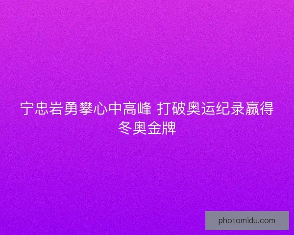 宁忠岩勇攀心中高峰 打破奥运纪录赢得冬奥金牌